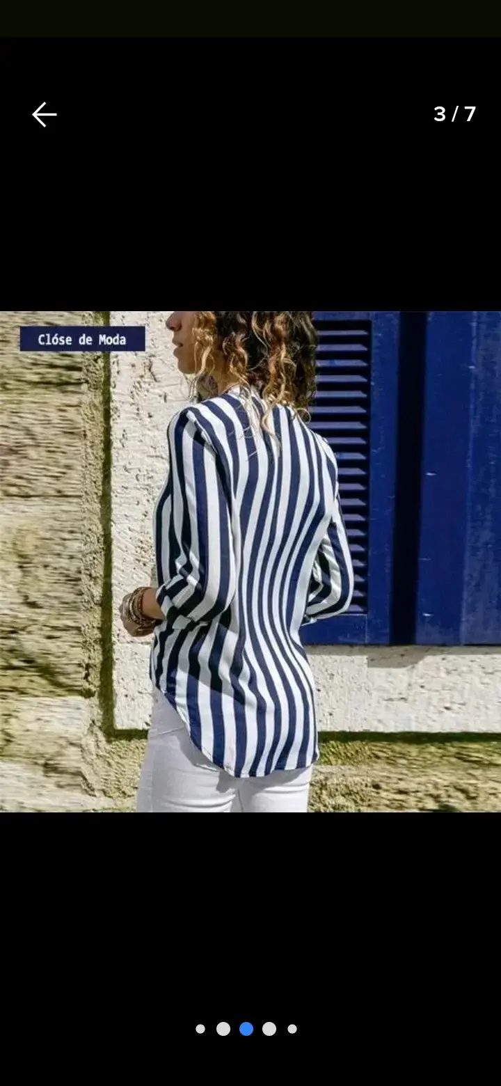Blusa a rayas azul y blanco - 1