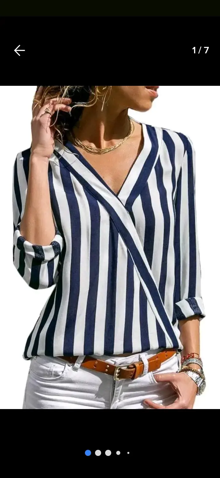 Blusa a rayas azul y blanco - 3