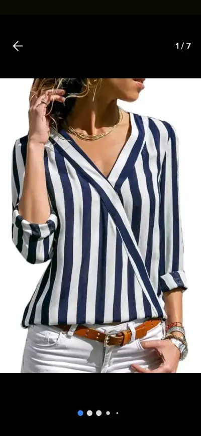 Blusa a rayas azul y blanco - miniatura 3
