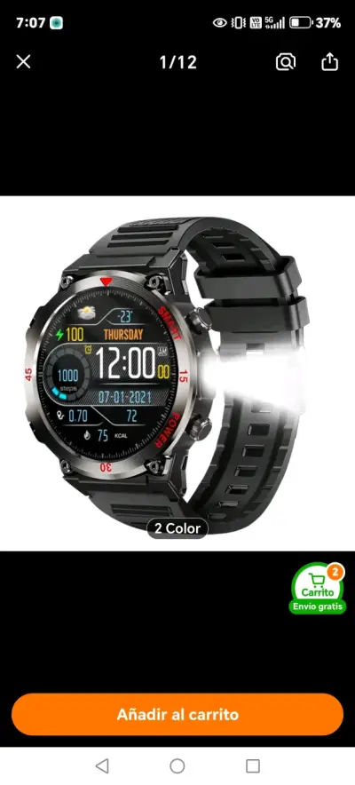 Smartwatch deportivo negro - miniatura 1
