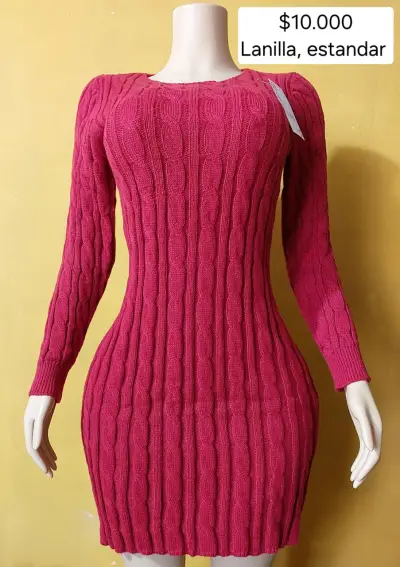 Vestido lanilla rojo ajustado - miniatura 1