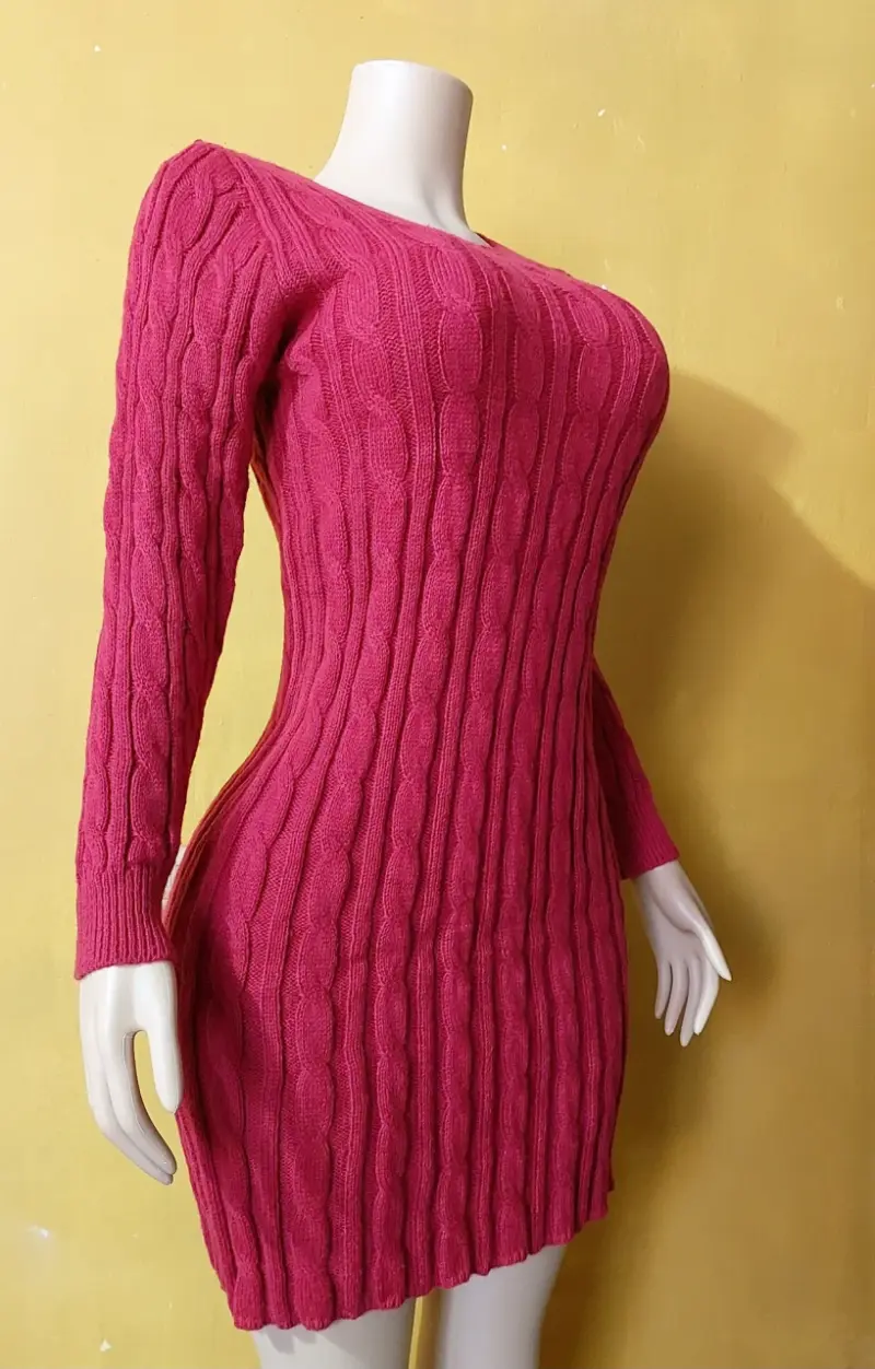 Vestido lanilla rojo ajustado - 2