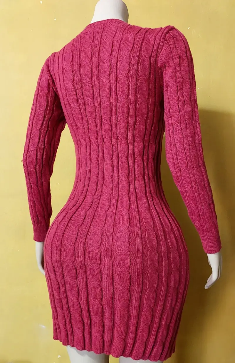 Vestido lanilla rojo ajustado - 3