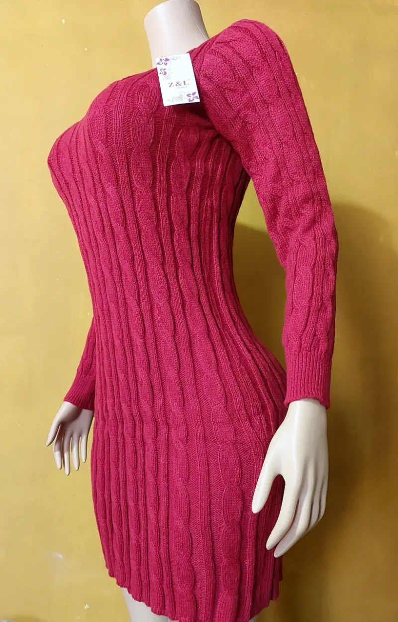 Vestido lanilla rojo ajustado - 4