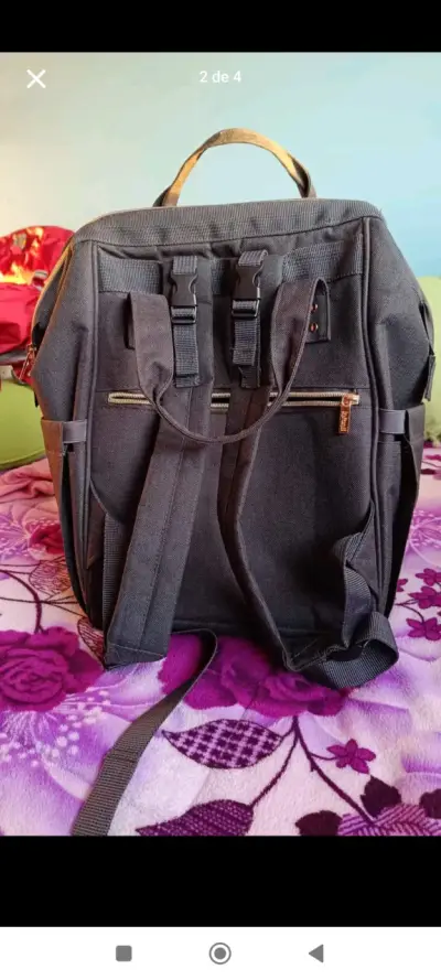 Mochila pañalera negra Infanti - miniatura 2