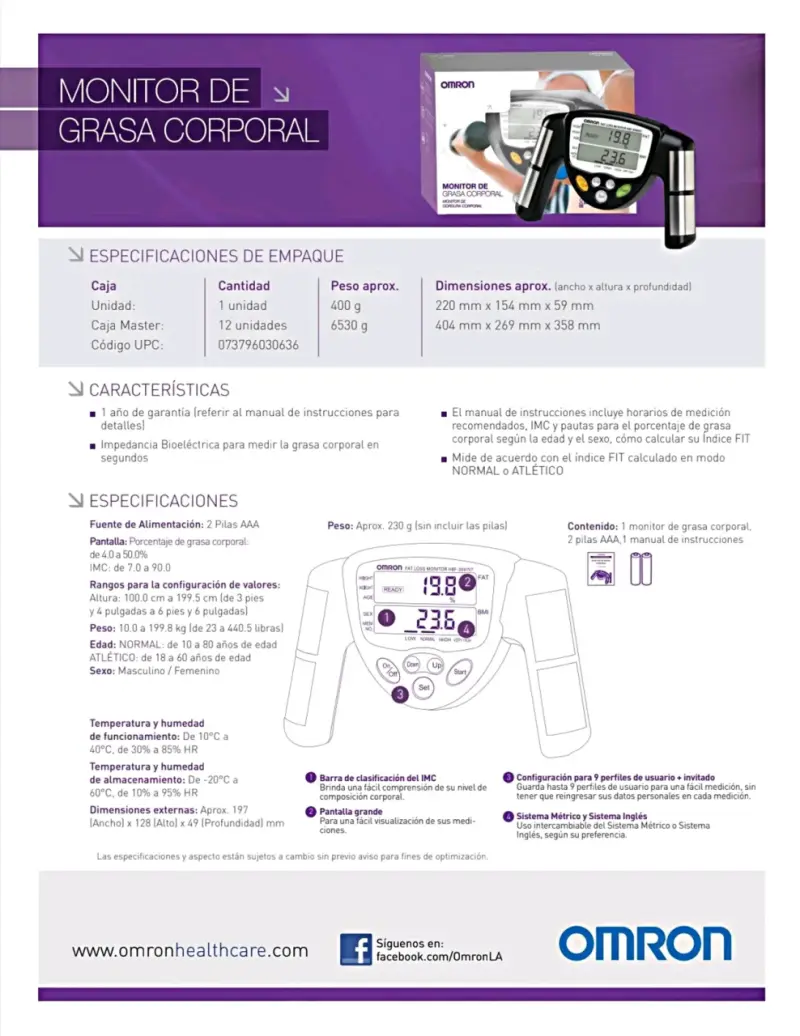 Monitor de pérdida de grasa Omron - 4