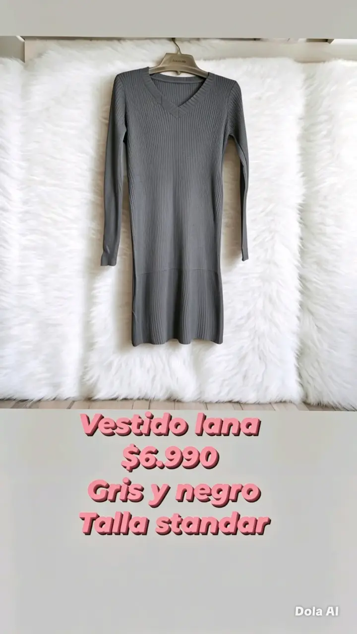 Vestido lana gris y negro