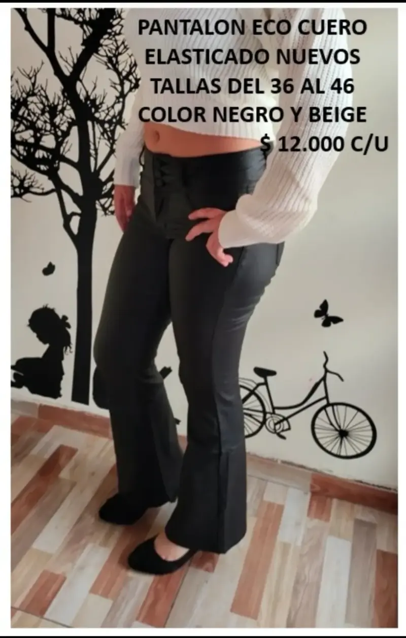 Pantalón eco cuero elasticado
