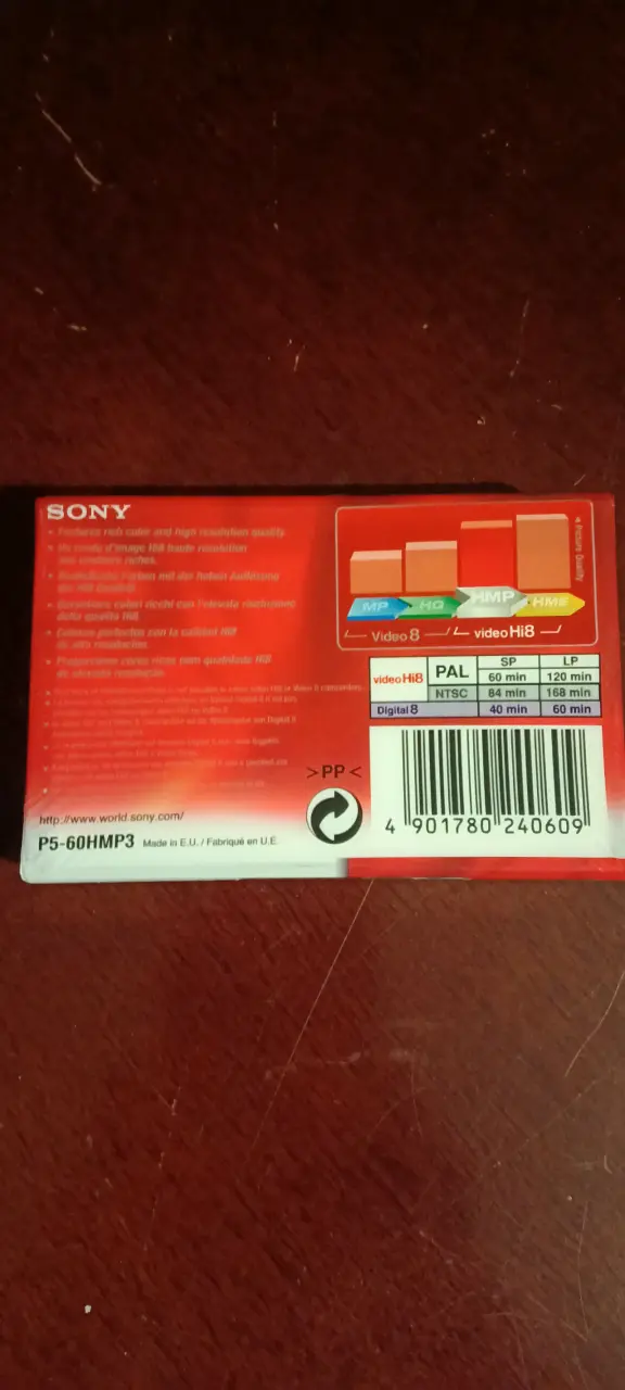 Cinta de video Sony Hi8 60 min ( PAL) - 2