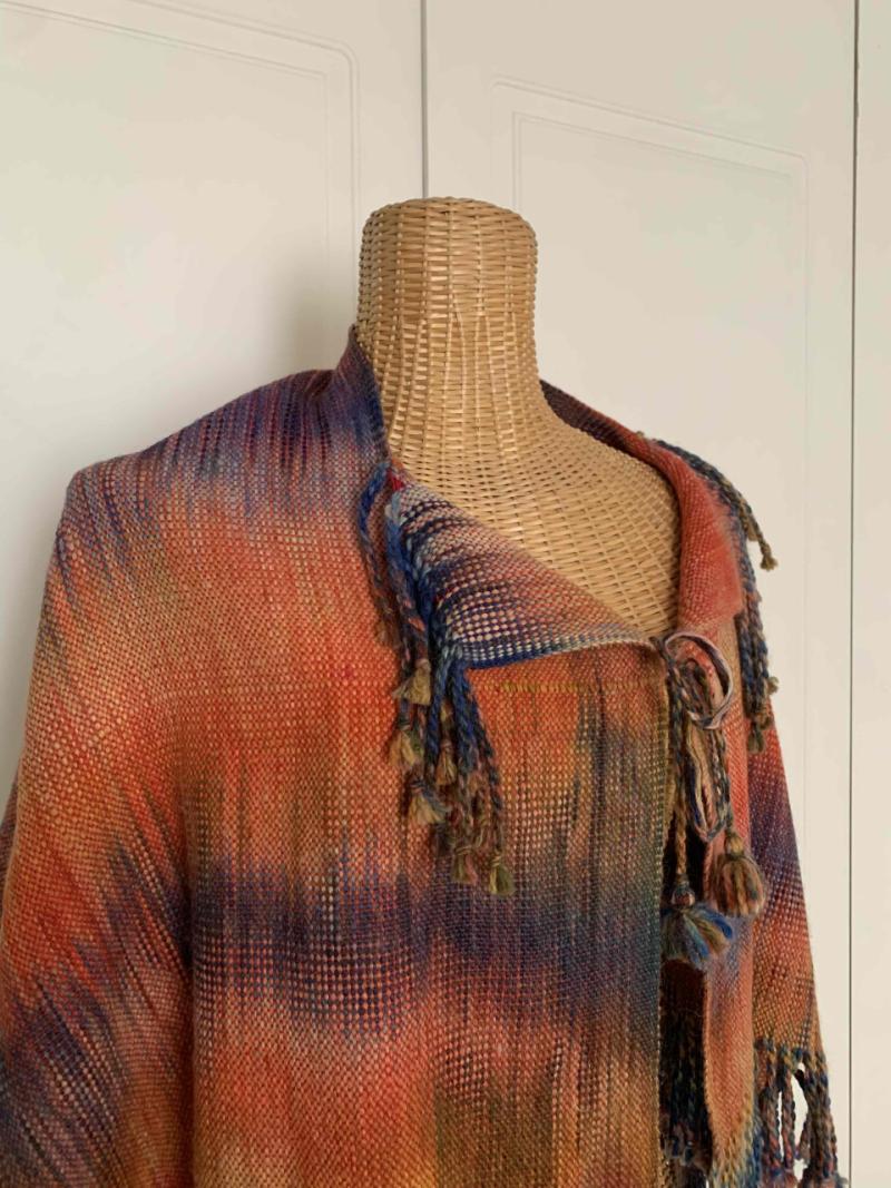 Poncho tejido telar alpaca  multicolor - 2