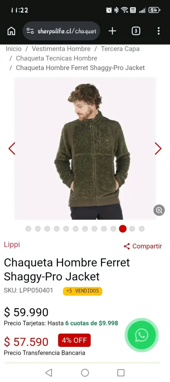 Chaqueta polar verde hombre lippi - 3