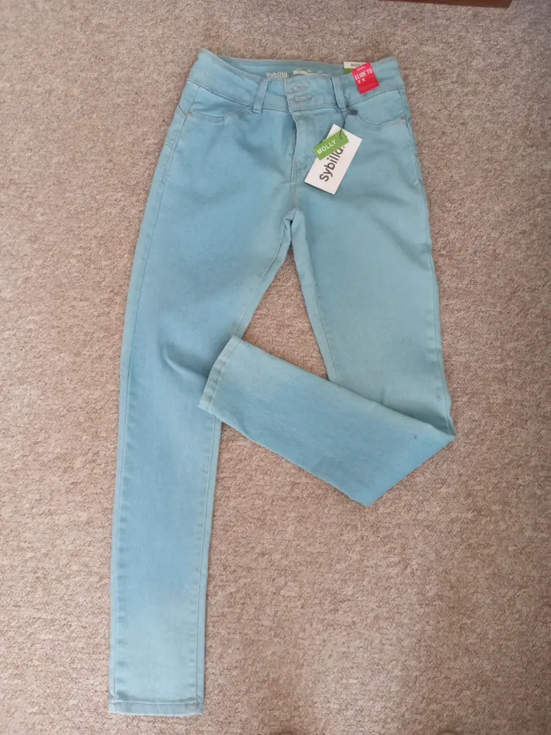 Jeans Sybilla celestes con etiqueta - 1