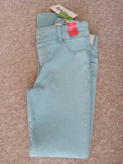 Jeans Sybilla celestes con etiqueta - miniatura 2