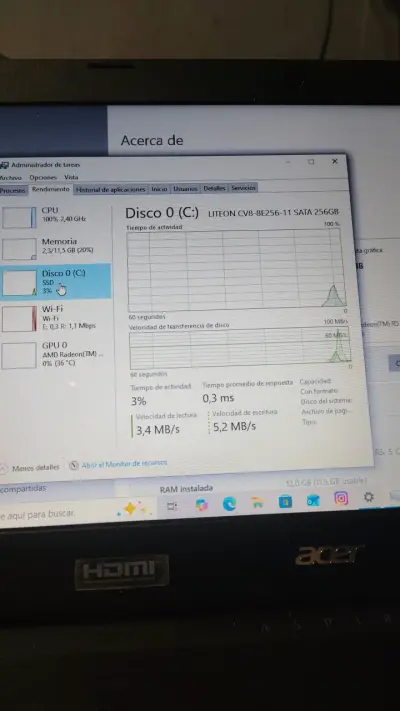 Laptop Acer con pantalla 15 Amd A9 - miniatura 4