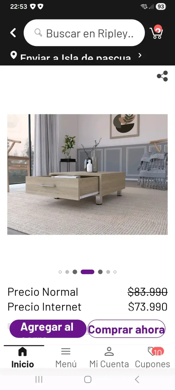 Mesa de centro con cajón - 2