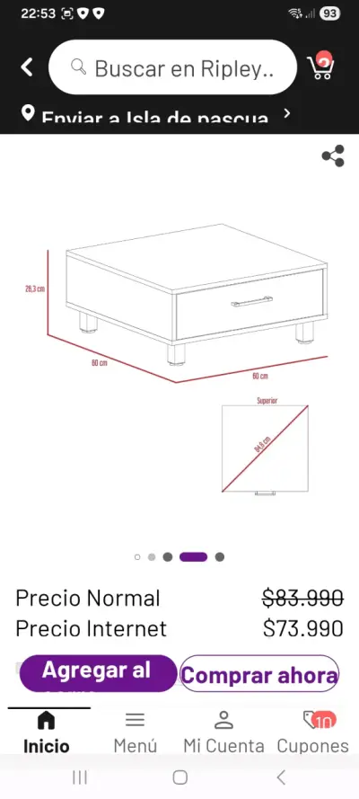 Mesa de centro con cajón - miniatura 3