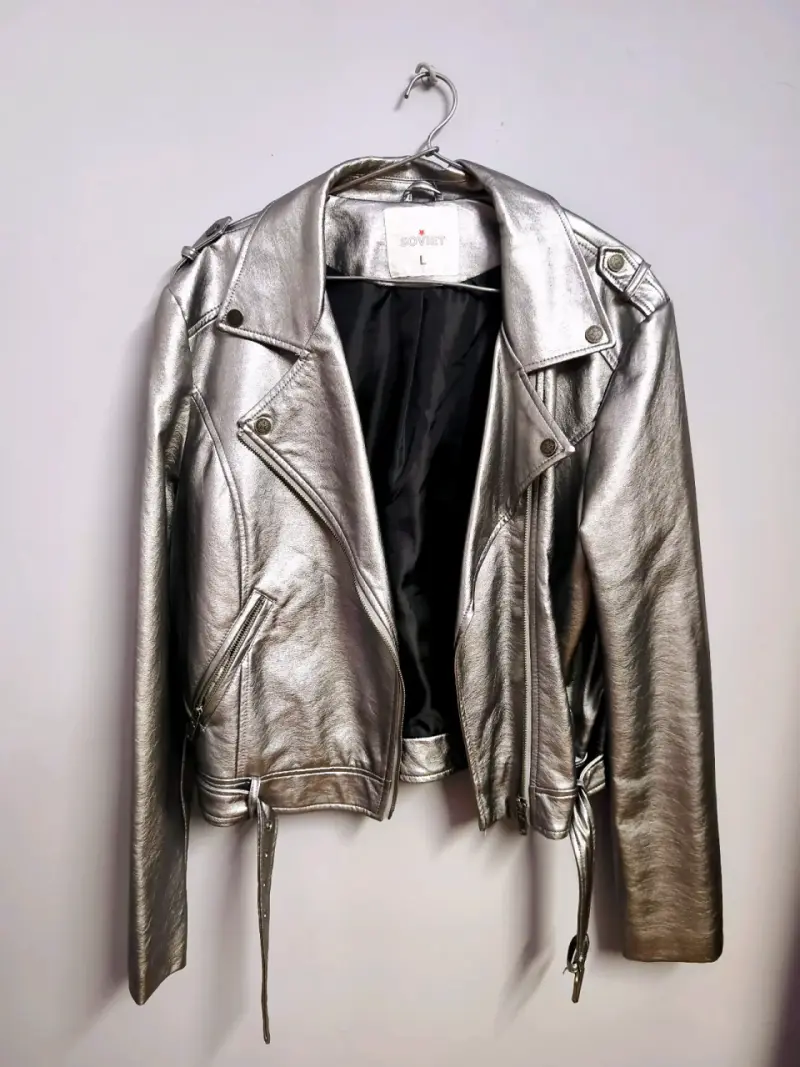 Chaqueta biker plateada - 1