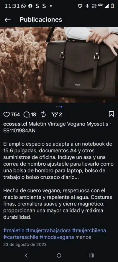 Maletín negro vegano Ecosusi - miniatura 2
