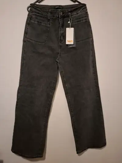 Jeans negros rectos mujer - miniatura 1
