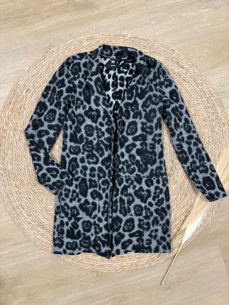 Abrigo animal print gris - 2