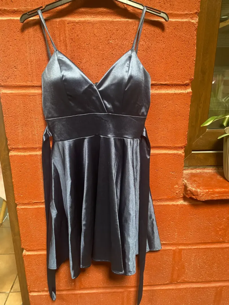 Vestido azul satinado - 1