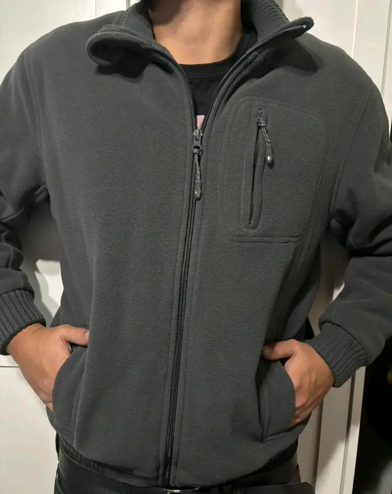 Chaqueta polar gris con cierre - 1