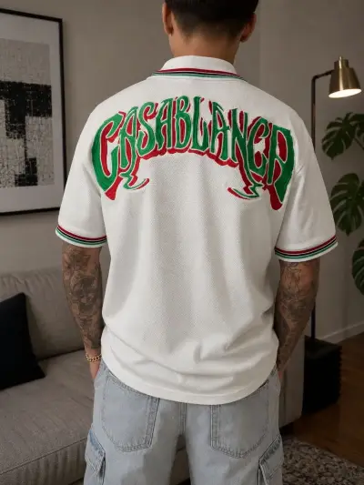 Polera polo blanca con detalle bordado - miniatura 2