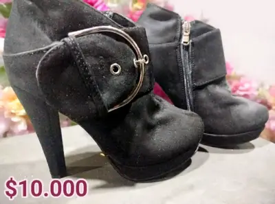 Botines negros con brillo y cierre - miniatura 2