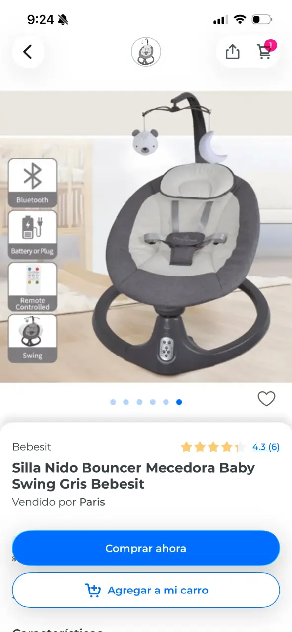 Silla mecedora Baby Swing gris