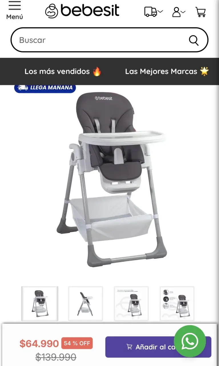 Silla de comer Bebesit gris - 5