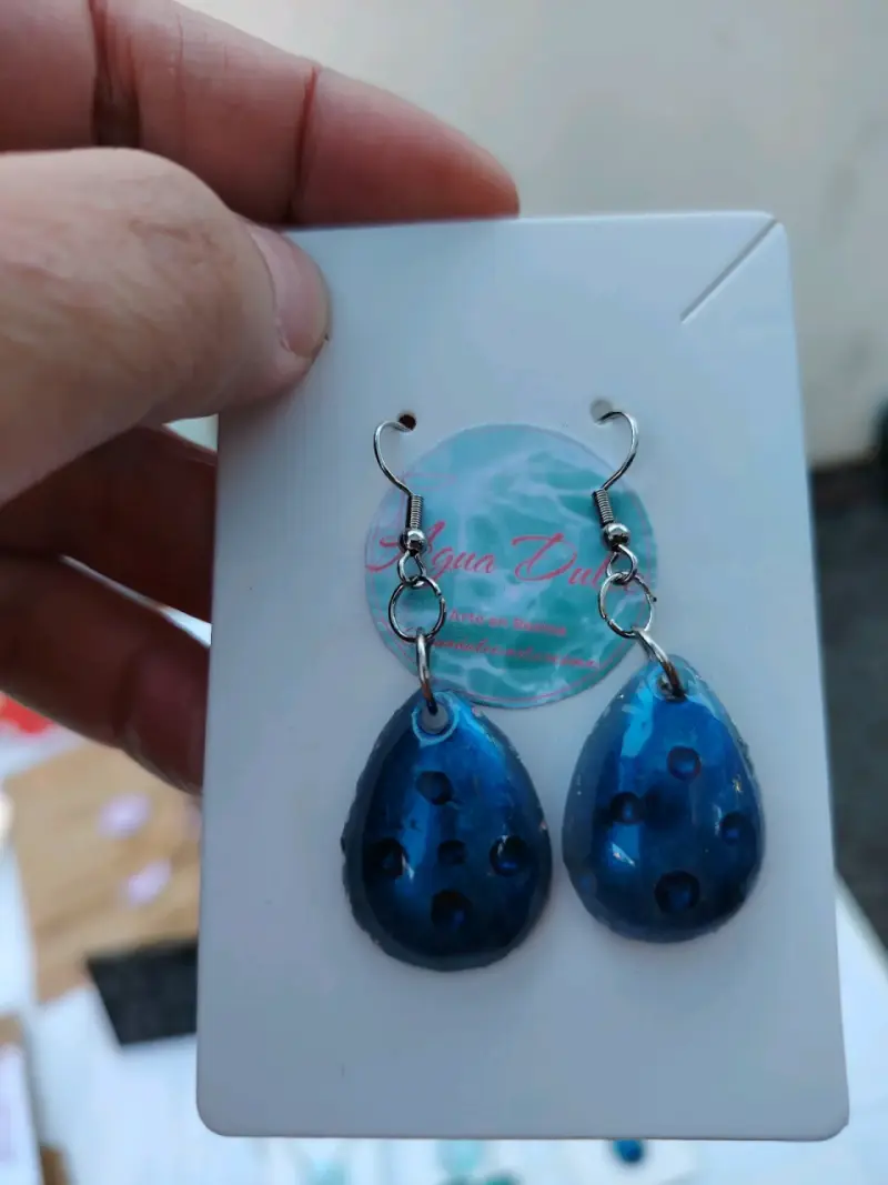 Aros colgantes azul oscuro