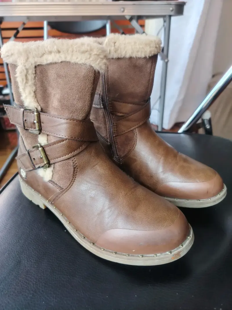 Botas de cuero con forro beige N°33 - 1