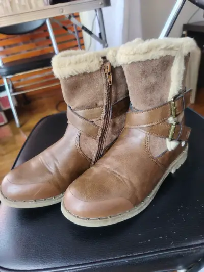 Botas de cuero con forro beige N°33 - miniatura 2