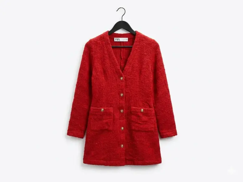 Saco rojo con botones dorados zara - 1