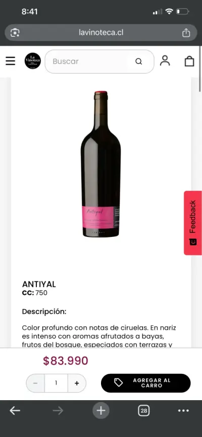 Vino Antiyal Carménère 2020 - miniatura 4