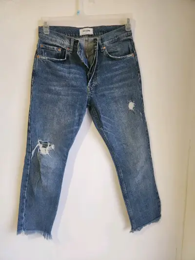 Jeans zara de mezclilla desgastados - miniatura 1