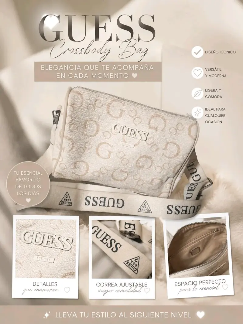 Cartera Guess Crossbody Beige - 1