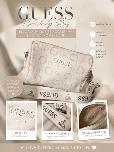 Cartera Guess Crossbody Beige - miniatura 1