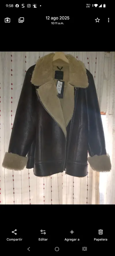 Chaqueta de cuero cafe moro con piel - miniatura 4