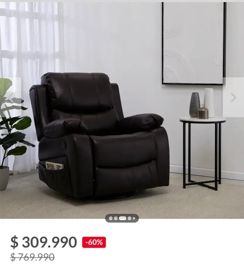 Sillón reclinable negro - 5