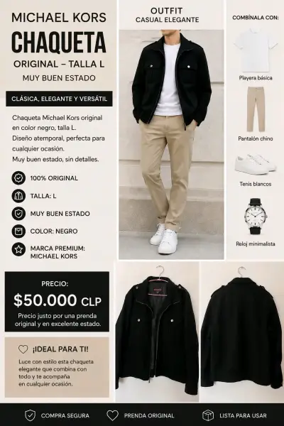 Chaqueta Michael Kors Negra Talla L - miniatura 1