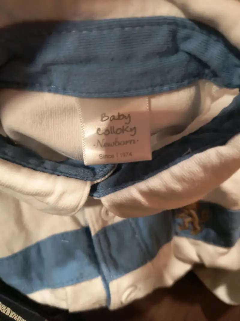 Polera larga bebé blanco y azul - 3