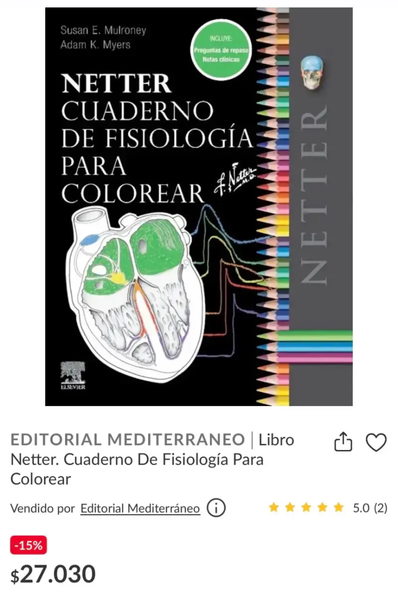 Cuaderno de fisiología para colorear Netter - 2