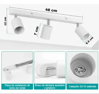 Lámpara de techo triple - miniatura 2