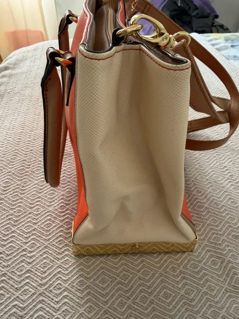 Bolso de mano naranja y beige ALDO. - 3