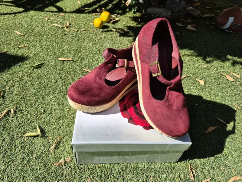 Zapatos plataforma burdeos mujer - 2
