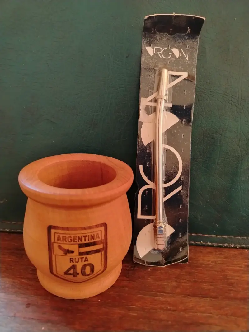 Mate de madera Ruta 40 con bombilla - 1