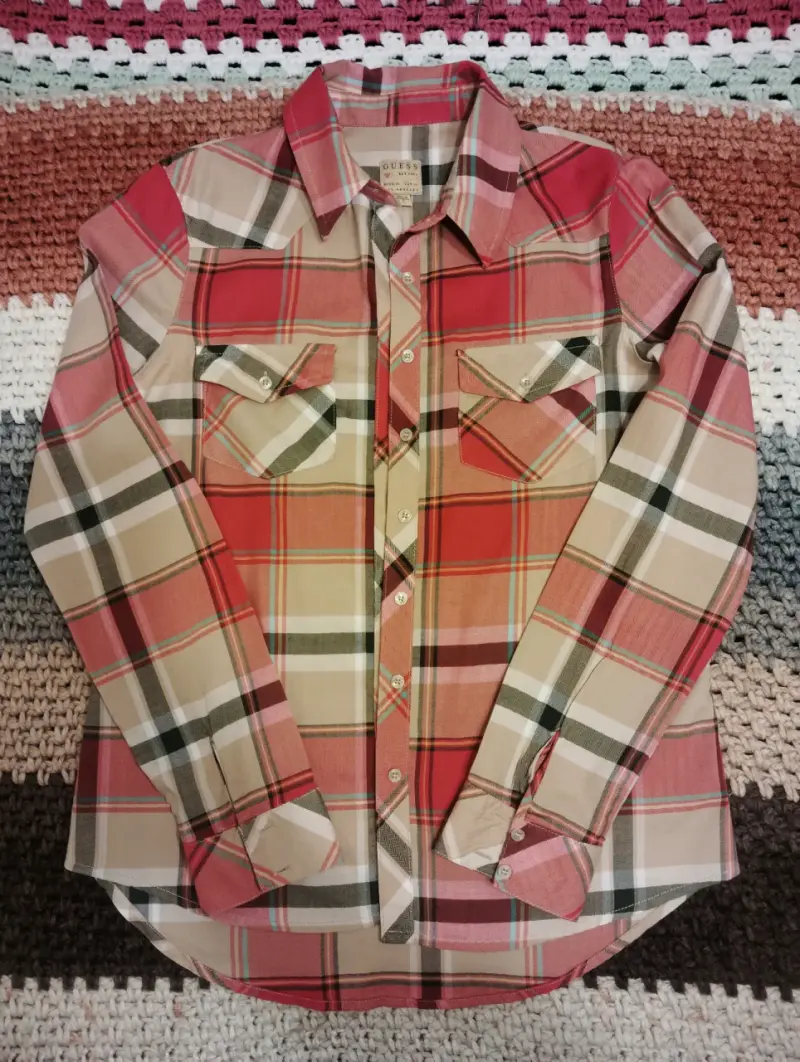Camisa a cuadros roja y beige - 2
