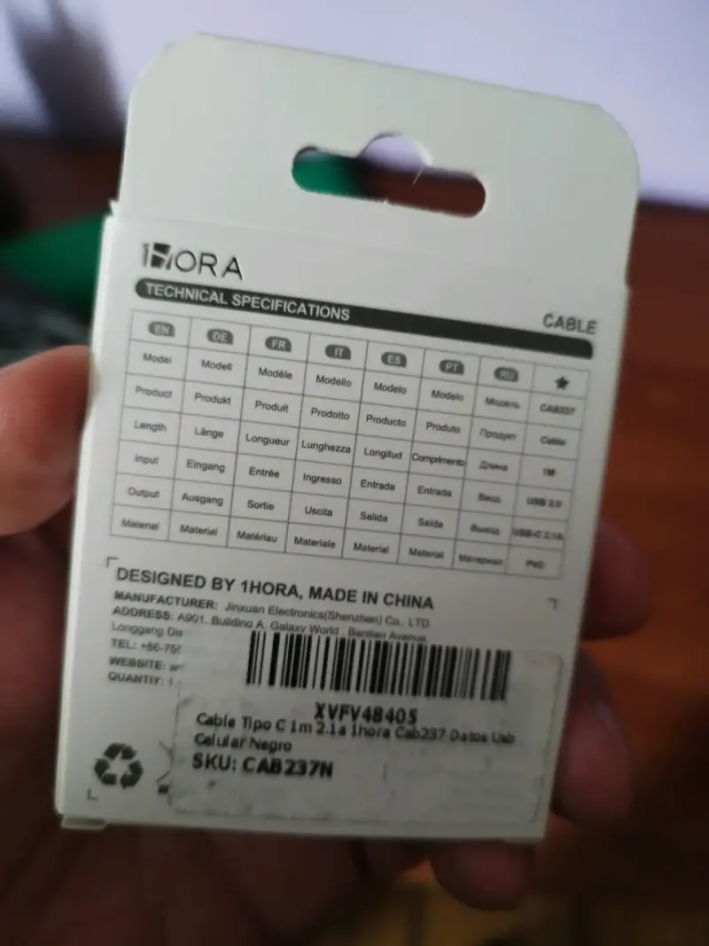 Cables USB-C 1M 2.1A Marca Hora - 3