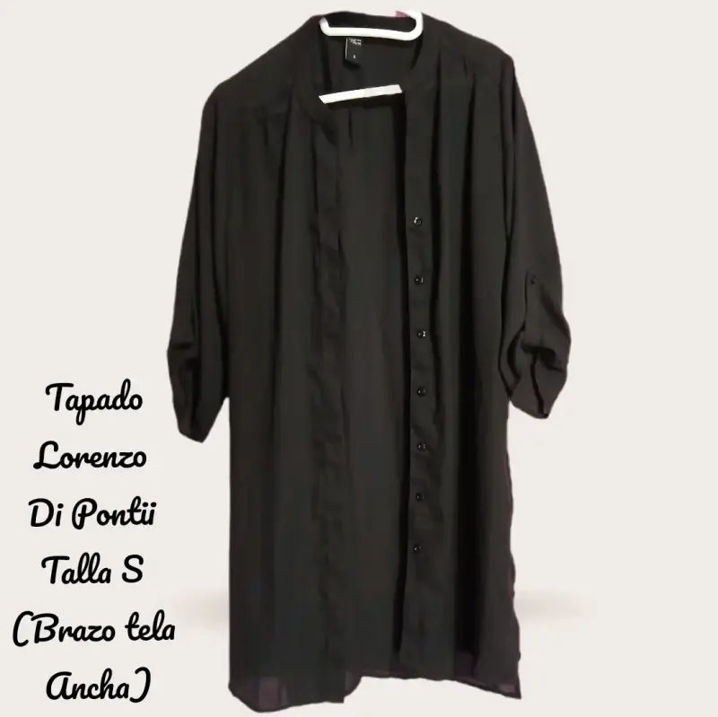 Abrigo negro con forro beige - 2